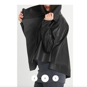 Planet by Lauren G Vegan Leather Cropped Asymmetrical Jacket, Black, OS - EUC